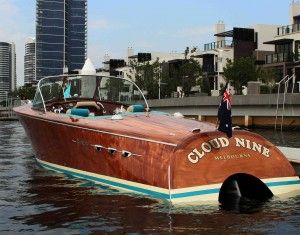 The beautiful re-created 1950s wooden speed boat, Cloud 09