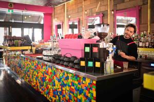 Coloured bricks at bar Bang Pop