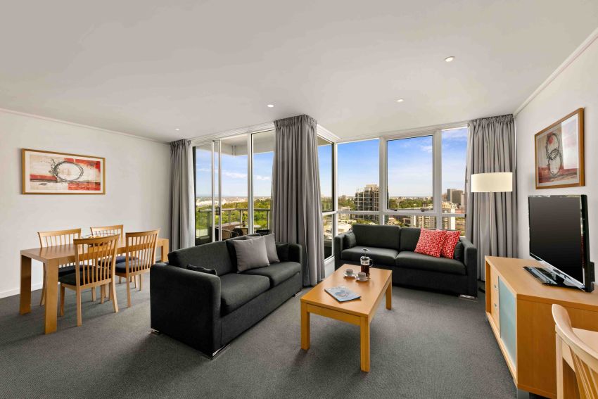 Interior lounge area, Quest Southbank serviced apartment