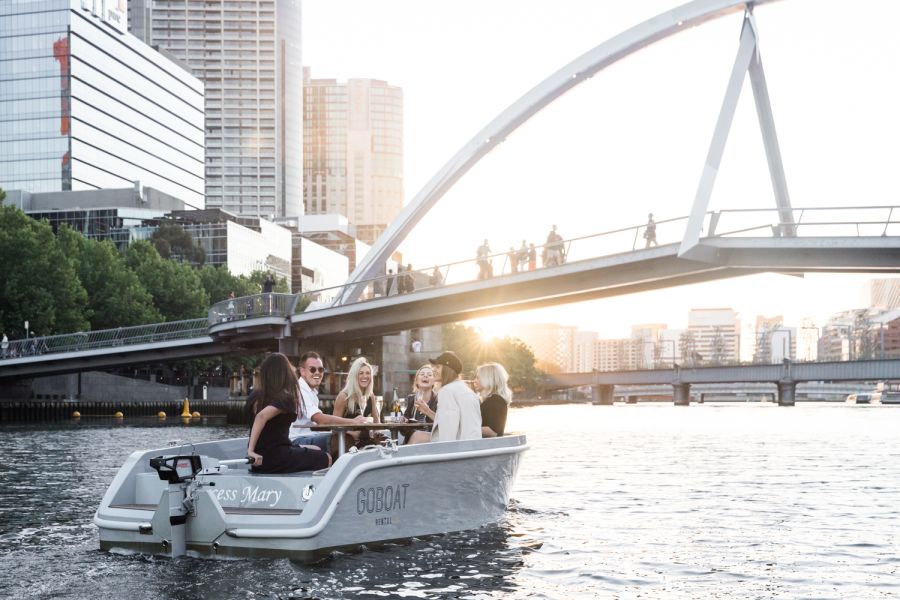 Southgate pedestrian bridge from GoBoat Melbourne